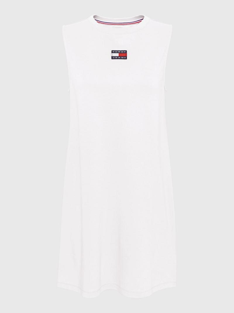 Női Tommy Hilfiger Badge Logo Tank Dresses Fehér | HU 43CTV